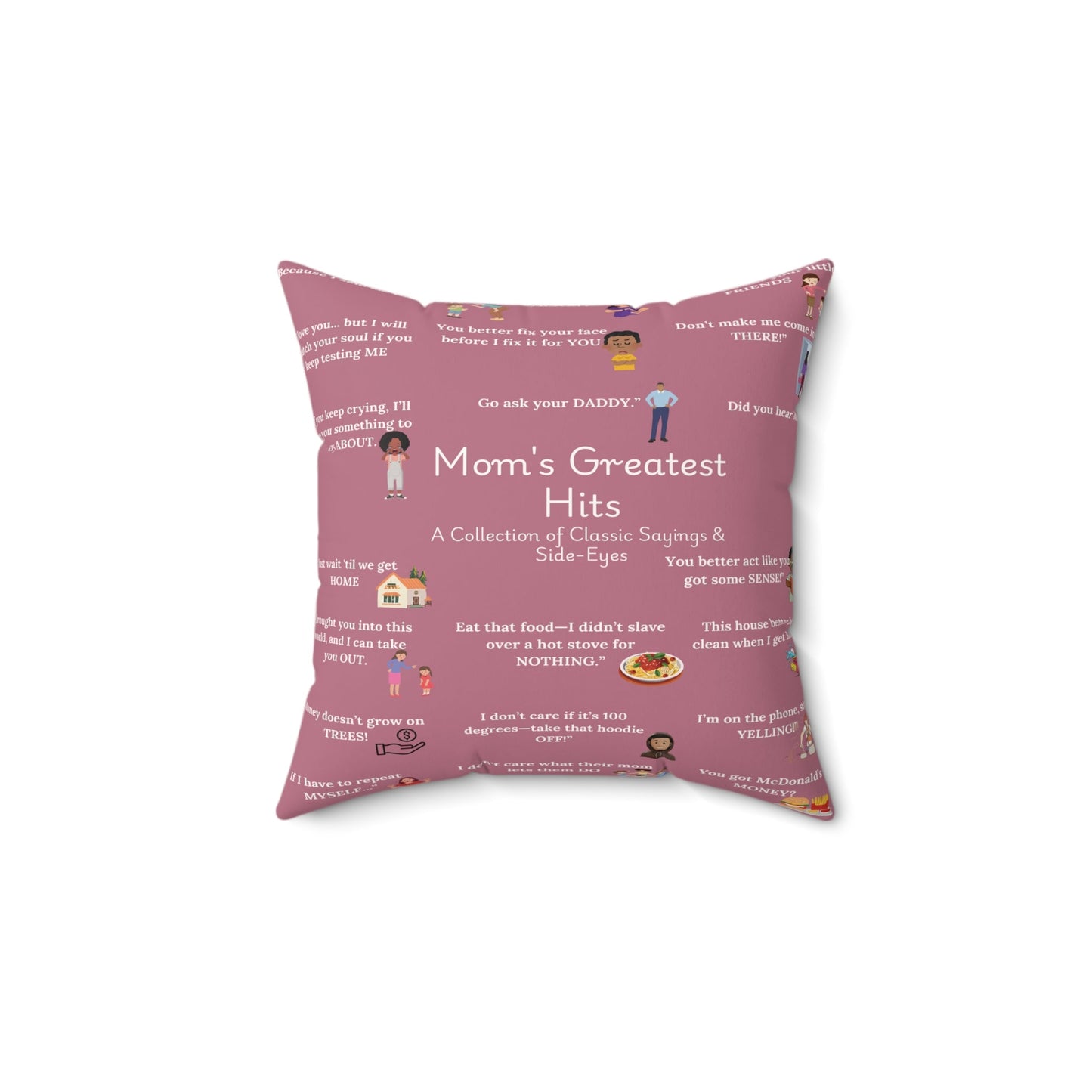 Mom's Greatest Hits Red Faux Suede Pillow- Mauve Printify