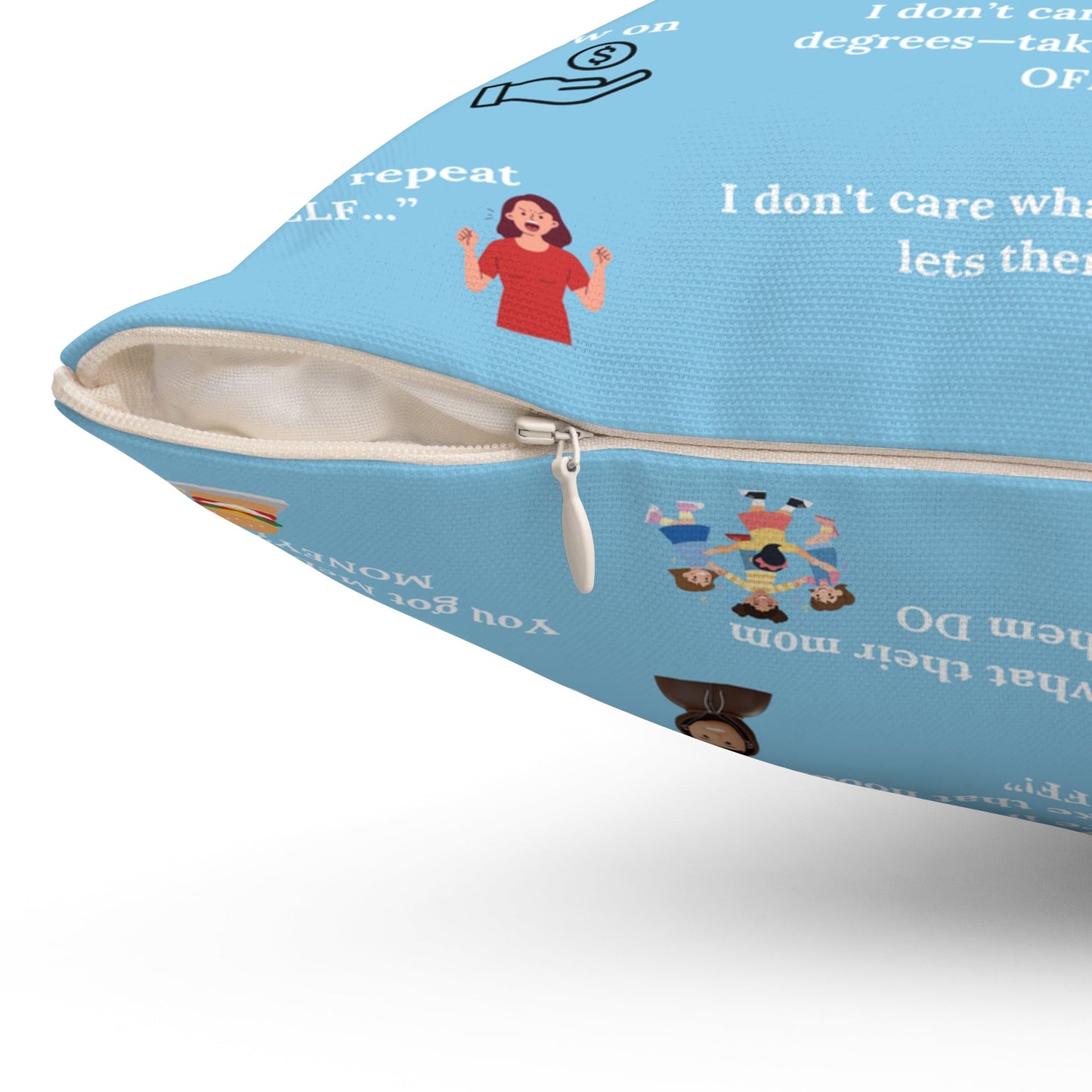 Mom’s Greatest Hits Quote Pillow – Baby Blue Printify