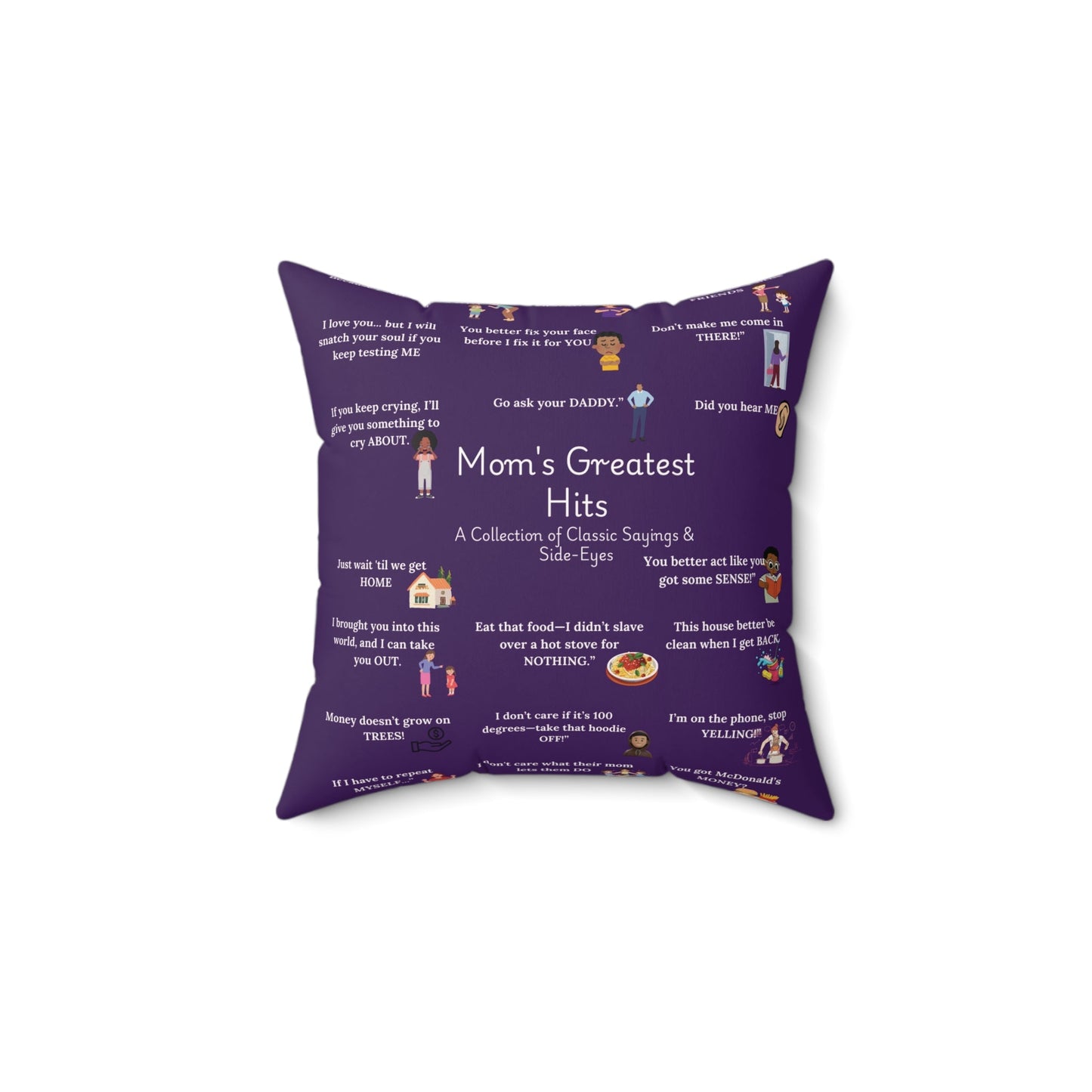 Mom's Greatest Hits Red Faux Suede Pillow-Purple Printify