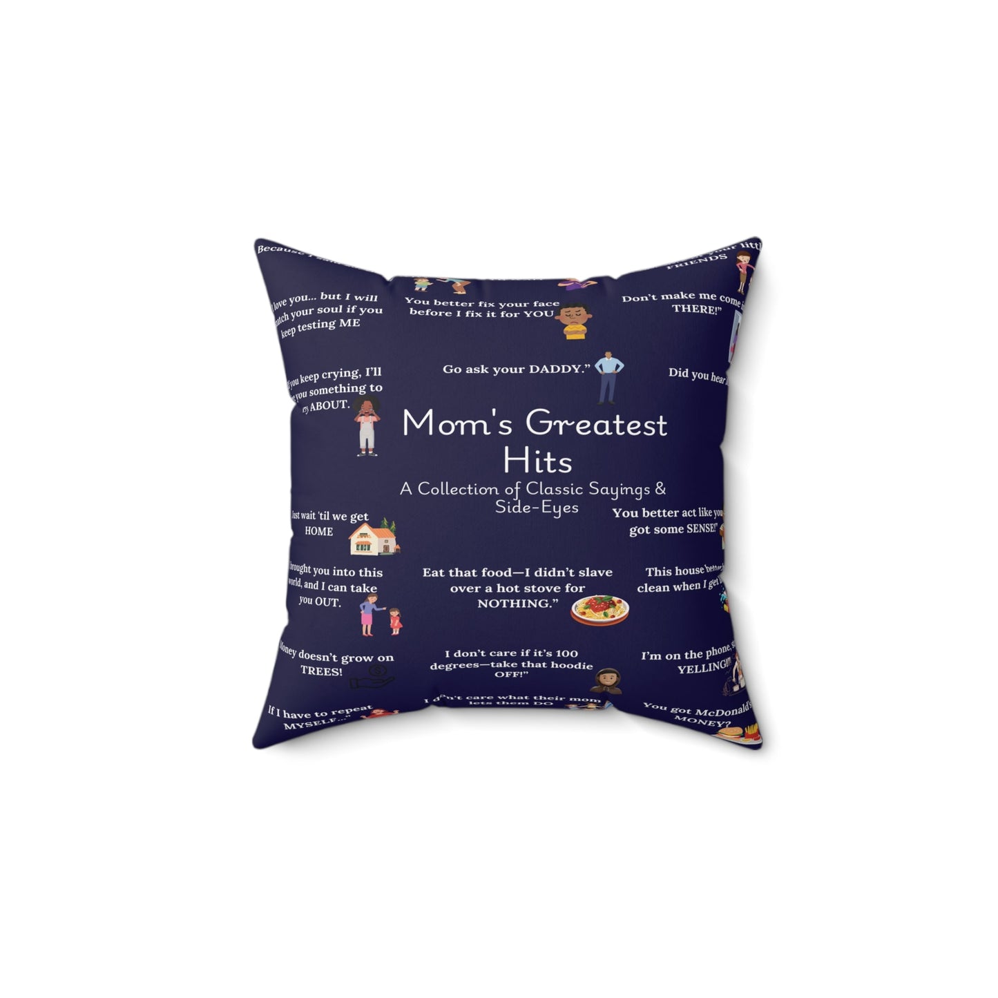 Mom's Greatest Hits Red Faux Suede Pillow-Navy Blue Printify