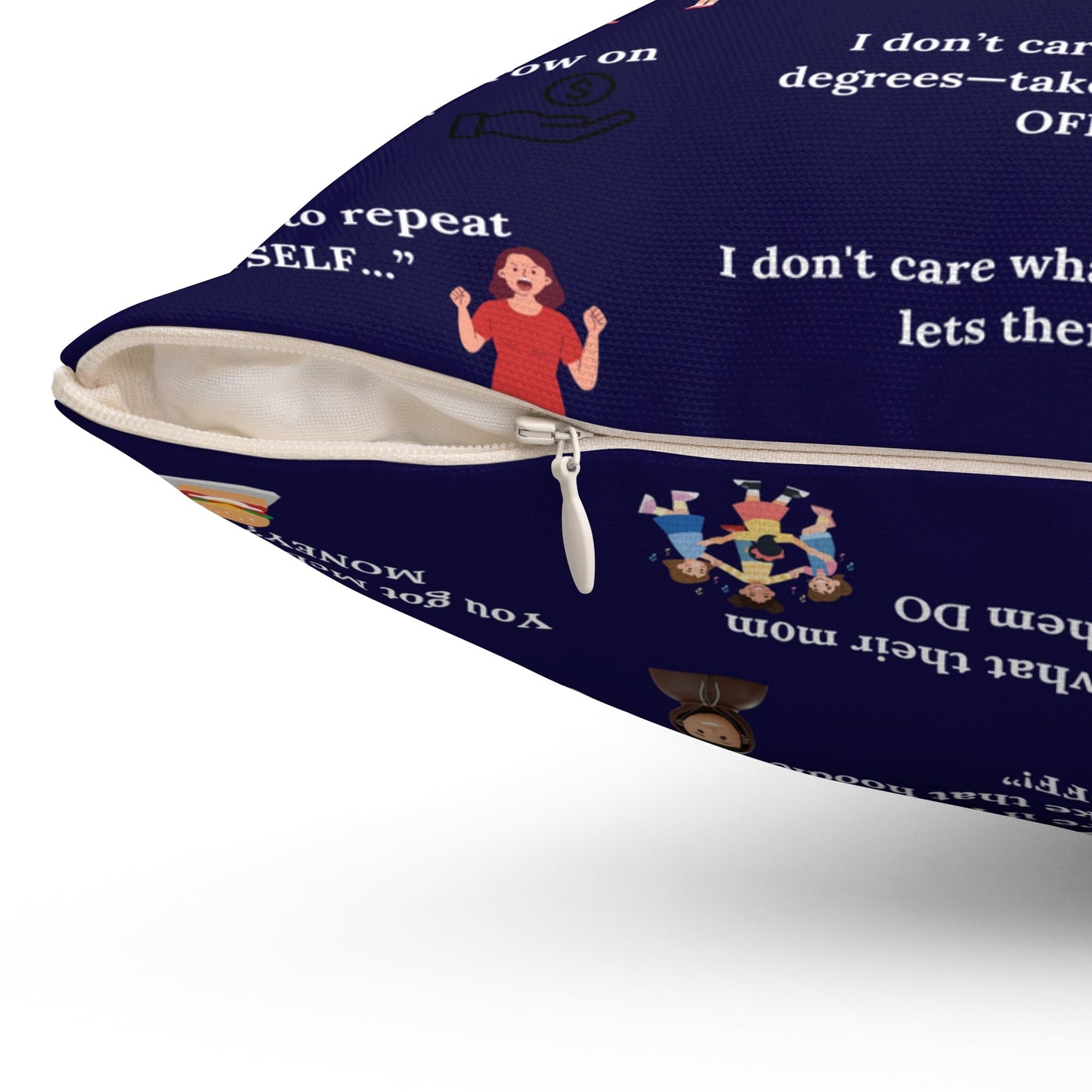 Mom’s Greatest Hits Quote Pillow – Navy Blue Printify