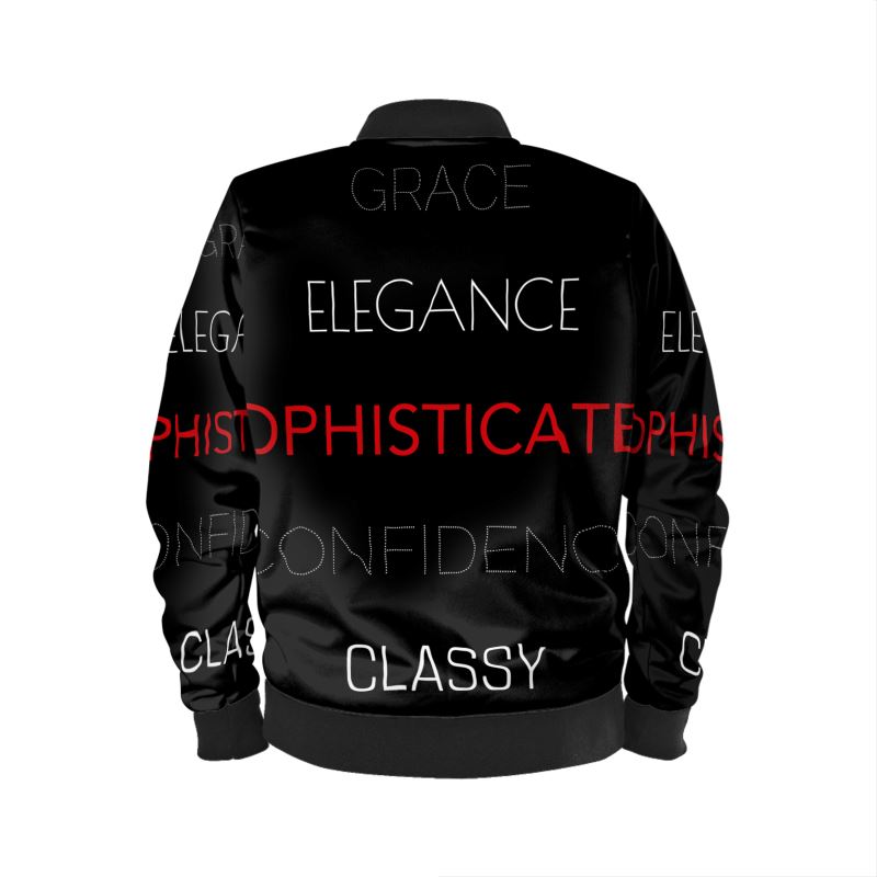 Essence of a Lady Bomber Jacket - Black, Red and White Allthingsladyobee