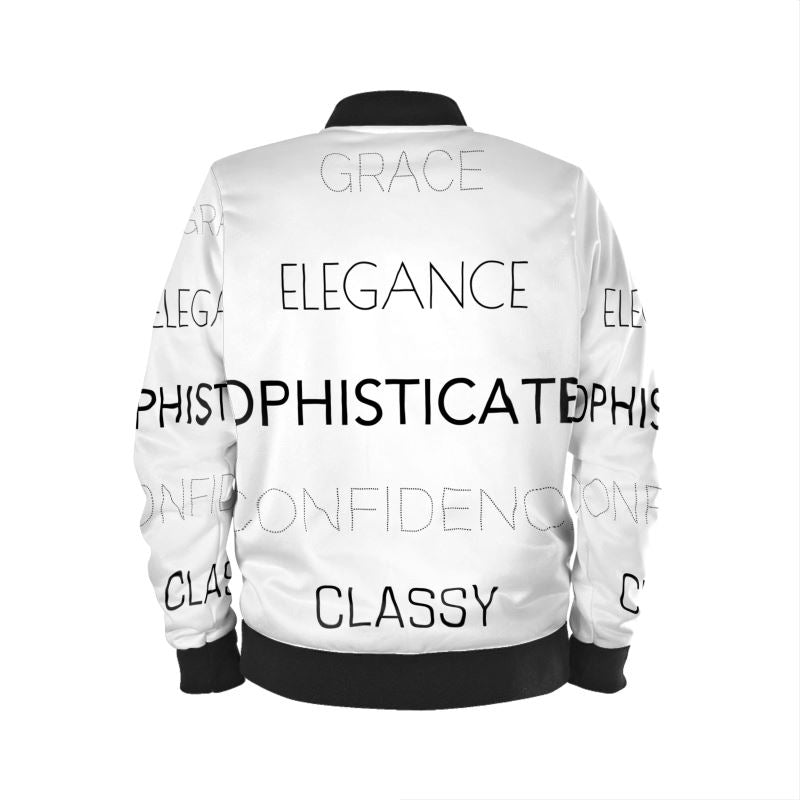 Essence of a Lady Bomber Jacket - White and Black Allthingsladyobee