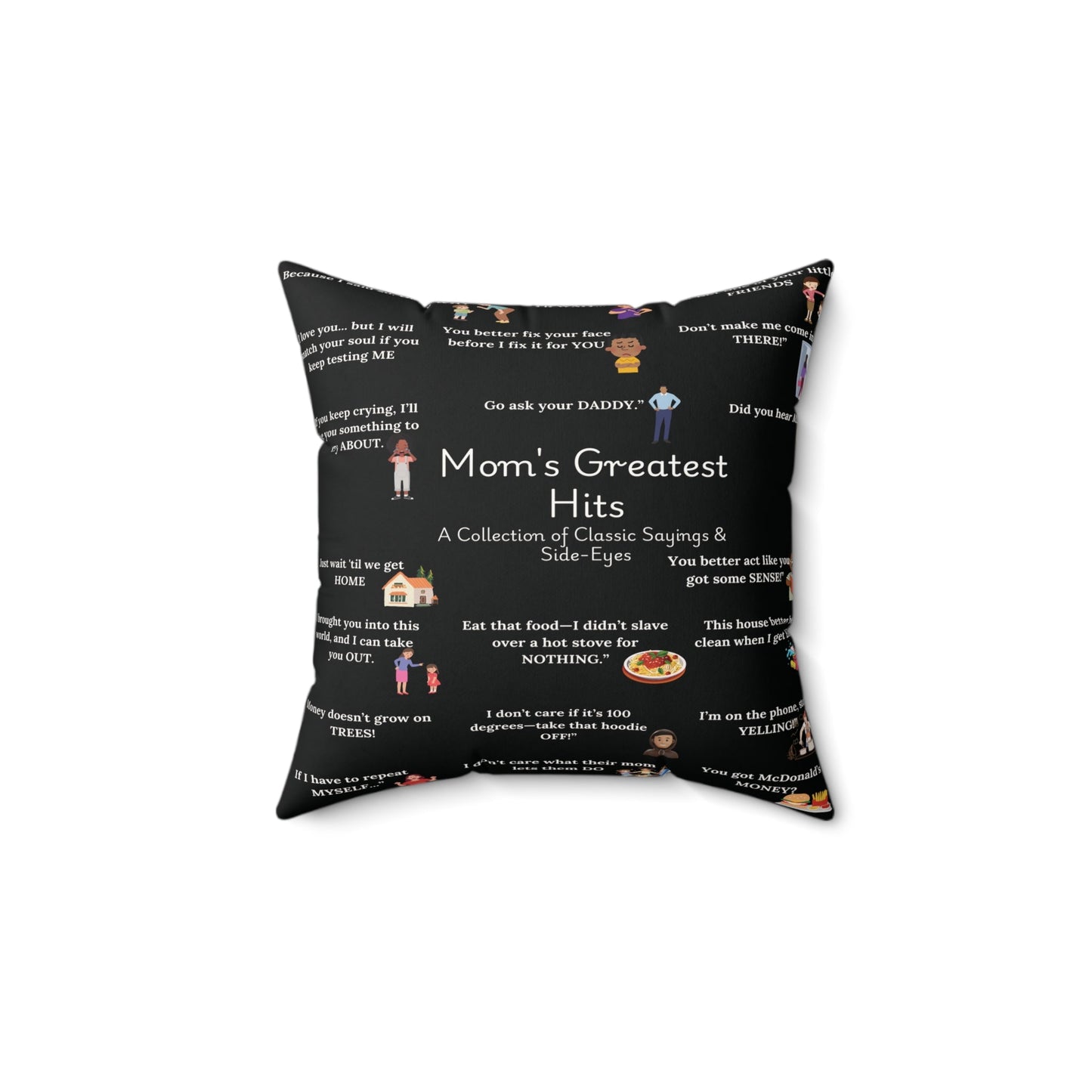 Mom's Greatest Hits Red Faux Suede Pillow-Black Printify