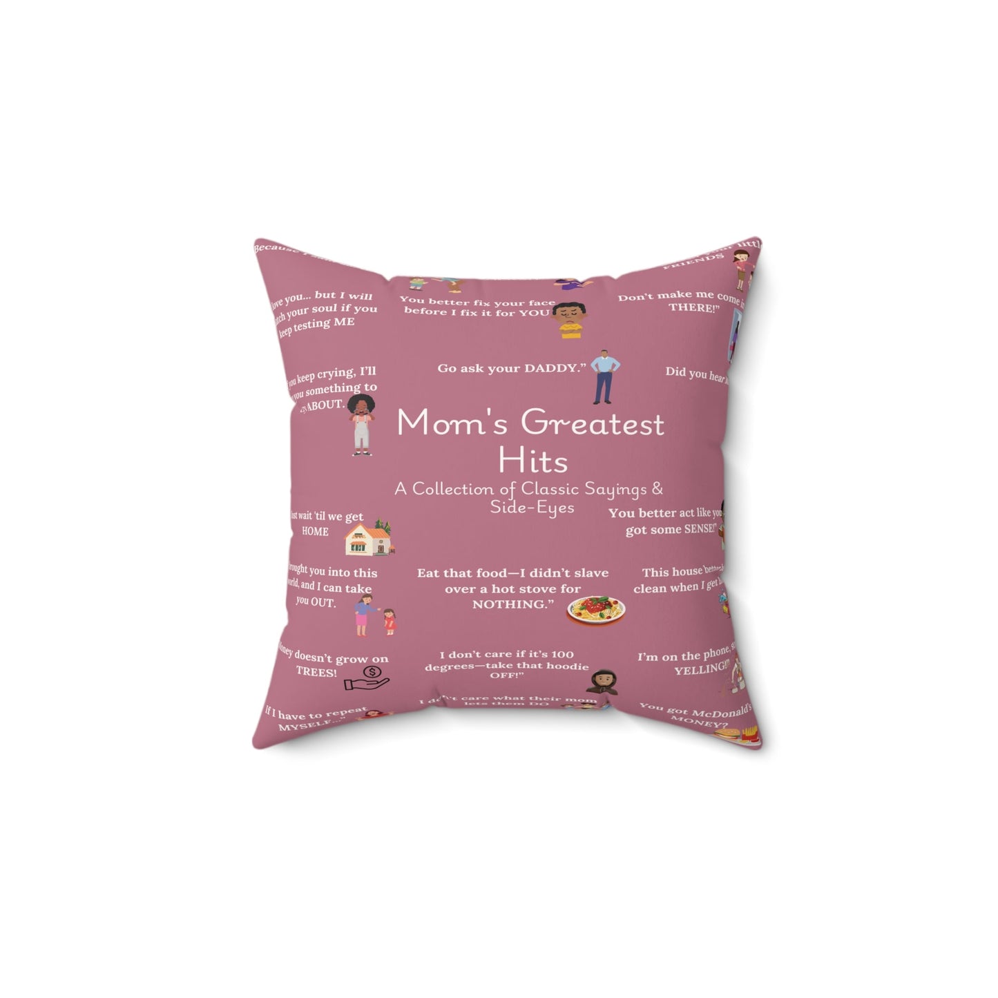 Mom's Greatest Hits Red Faux Suede Pillow- Mauve Printify