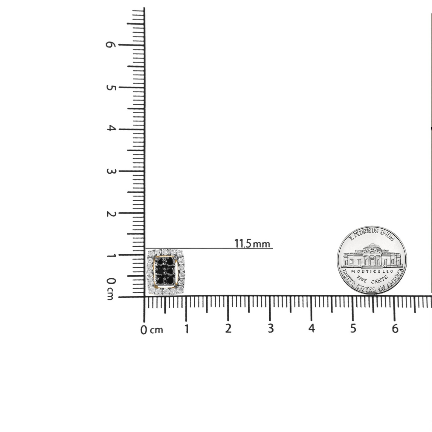 Men's 10K Yellow Gold 1.00 Cttw White and Black Diamond Emerald Shape Halo Stud Earring (Black / I-J Color, I2-I3 Clarity) Allthingsladyobee