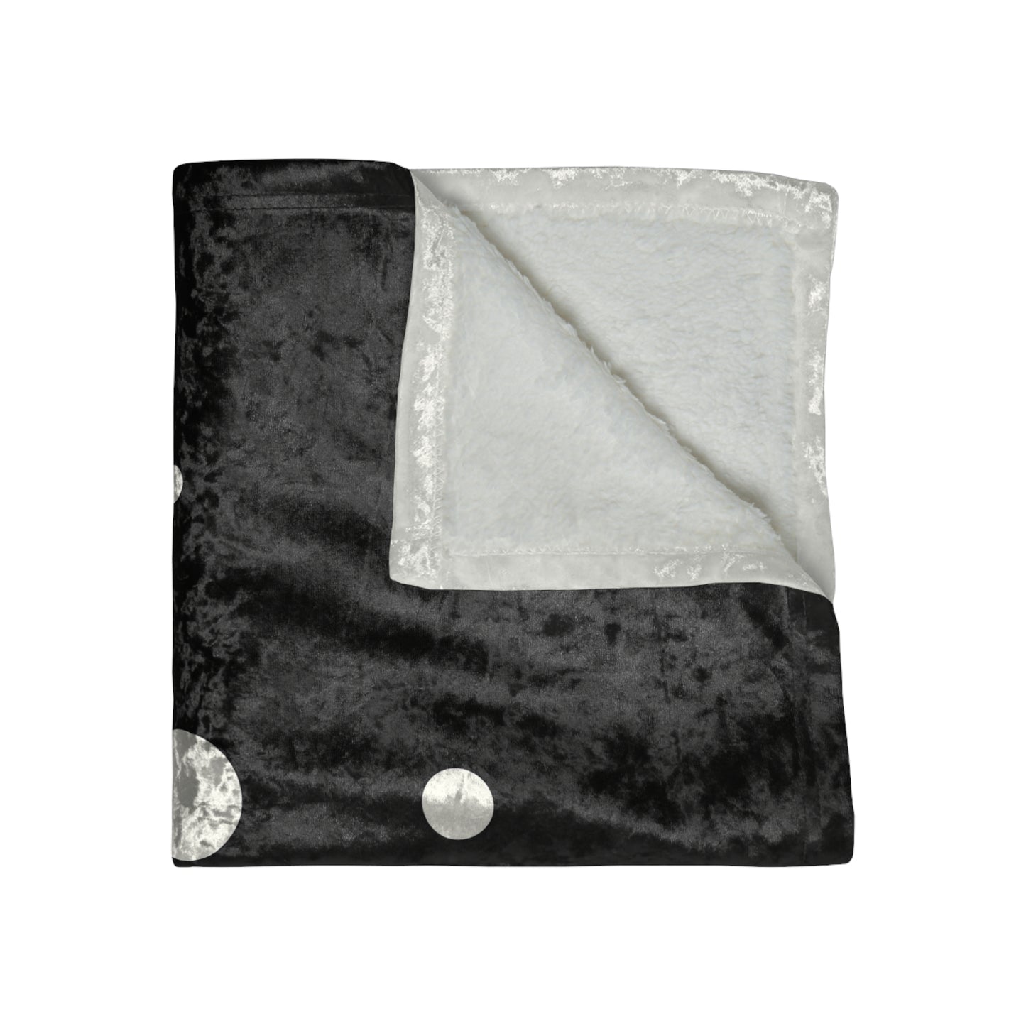Crushed Velvet Blanket - White Polka Dot Design