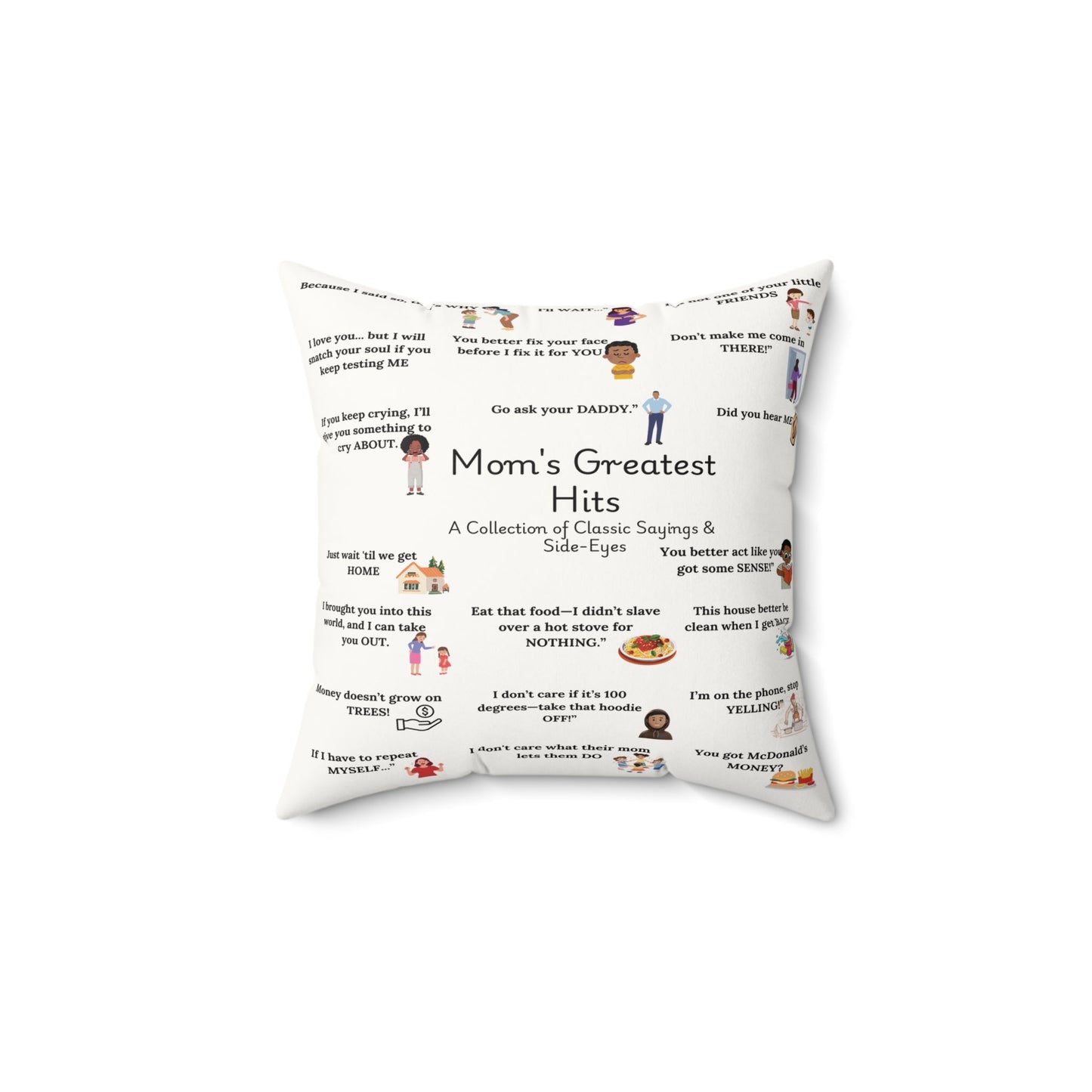 Mom's Greatest Hits Red Faux Suede Pillow- White Printify