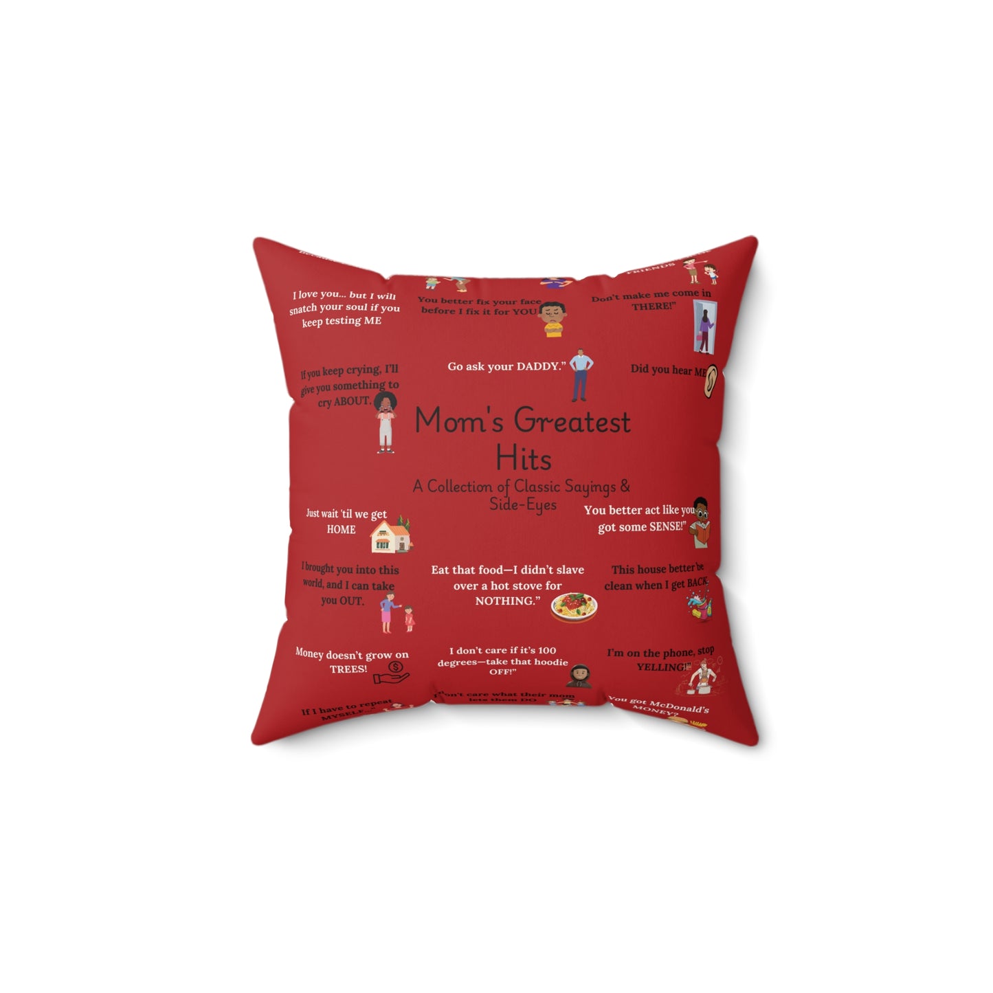 Mom's Greatest Hits Red Faux Suede Pillow-Red