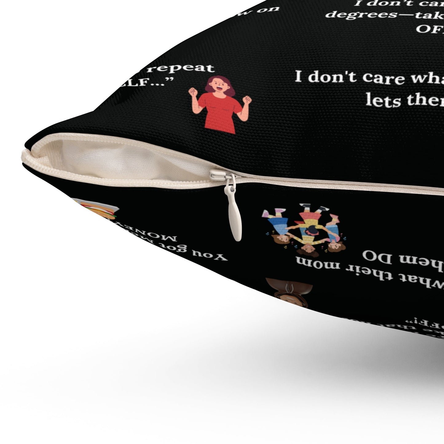 Mom’s Greatest Hits Quote Pillow – Black Printify