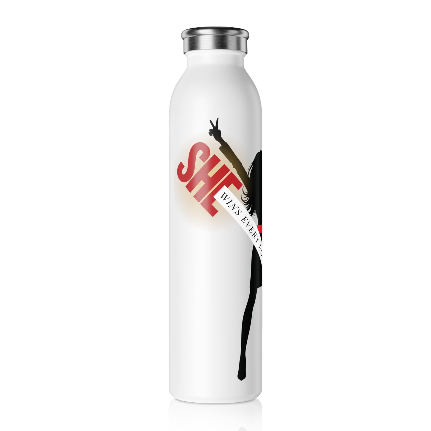 She Wins Every Room - Slim Water Bottle