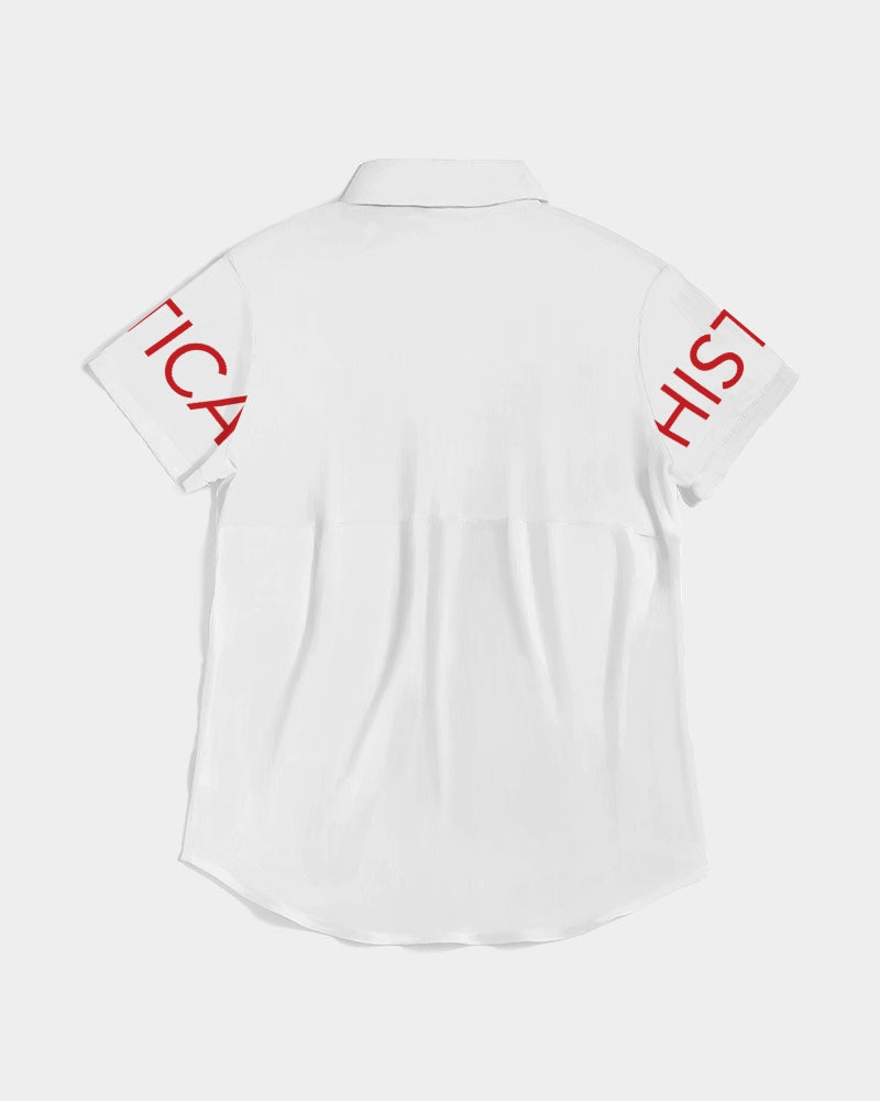 Women's All-Over Print Short Sleeve Button Up Allthingsladyobee