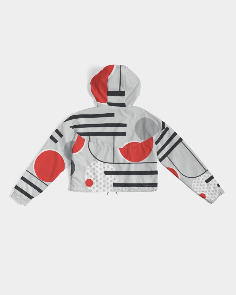 Electric Elegance Women's All-Over Print Cropped Windbreaker Allthingsladyobee