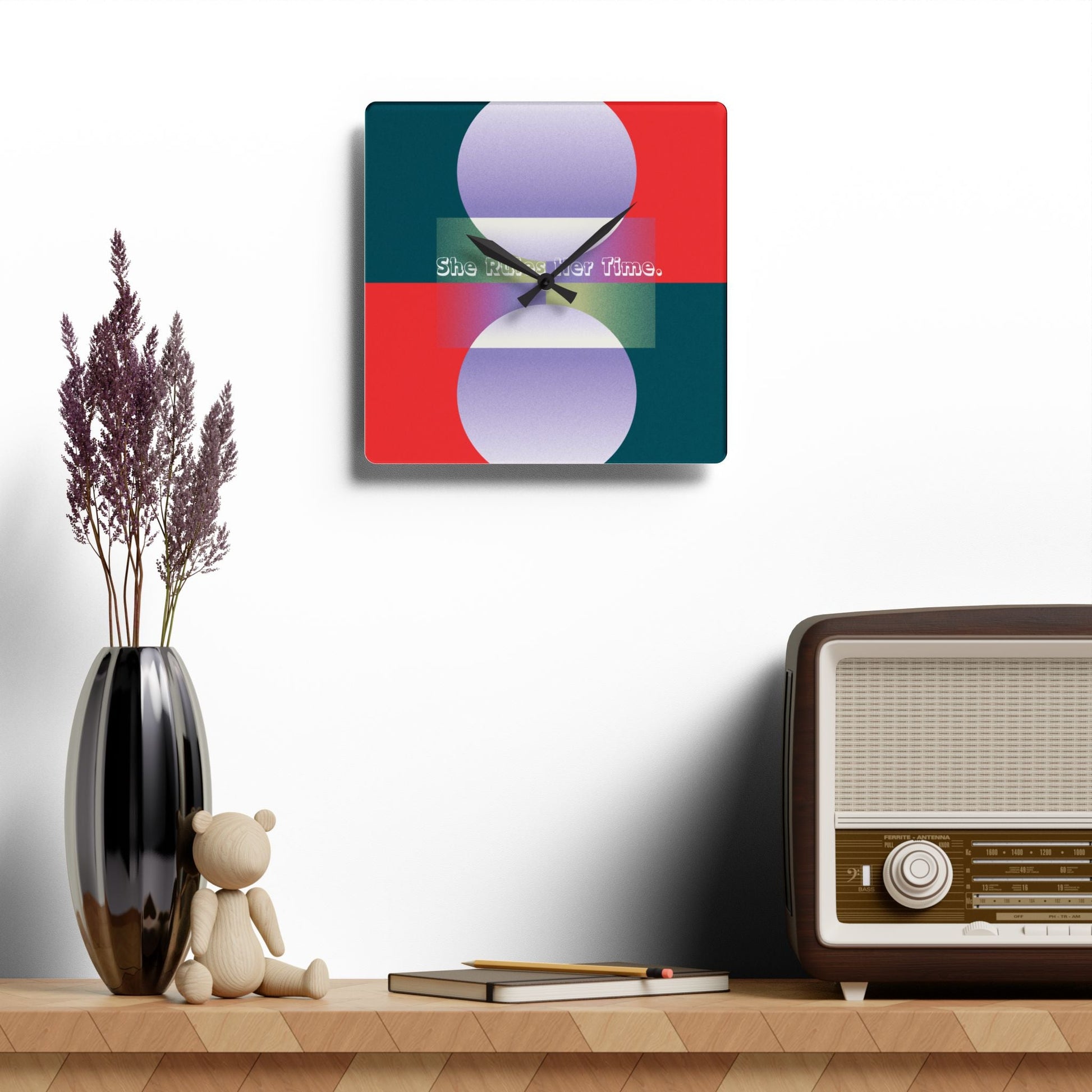 She Rules Her Time Acrylic Wall Clock Allthingsladyobee
