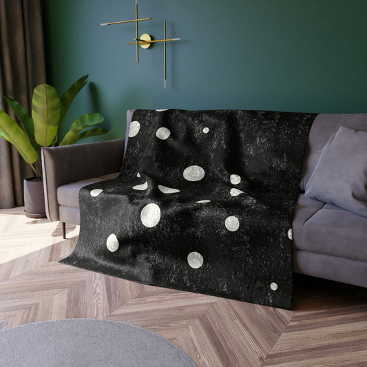 Crushed Velvet Blanket - White Polka Dot Design