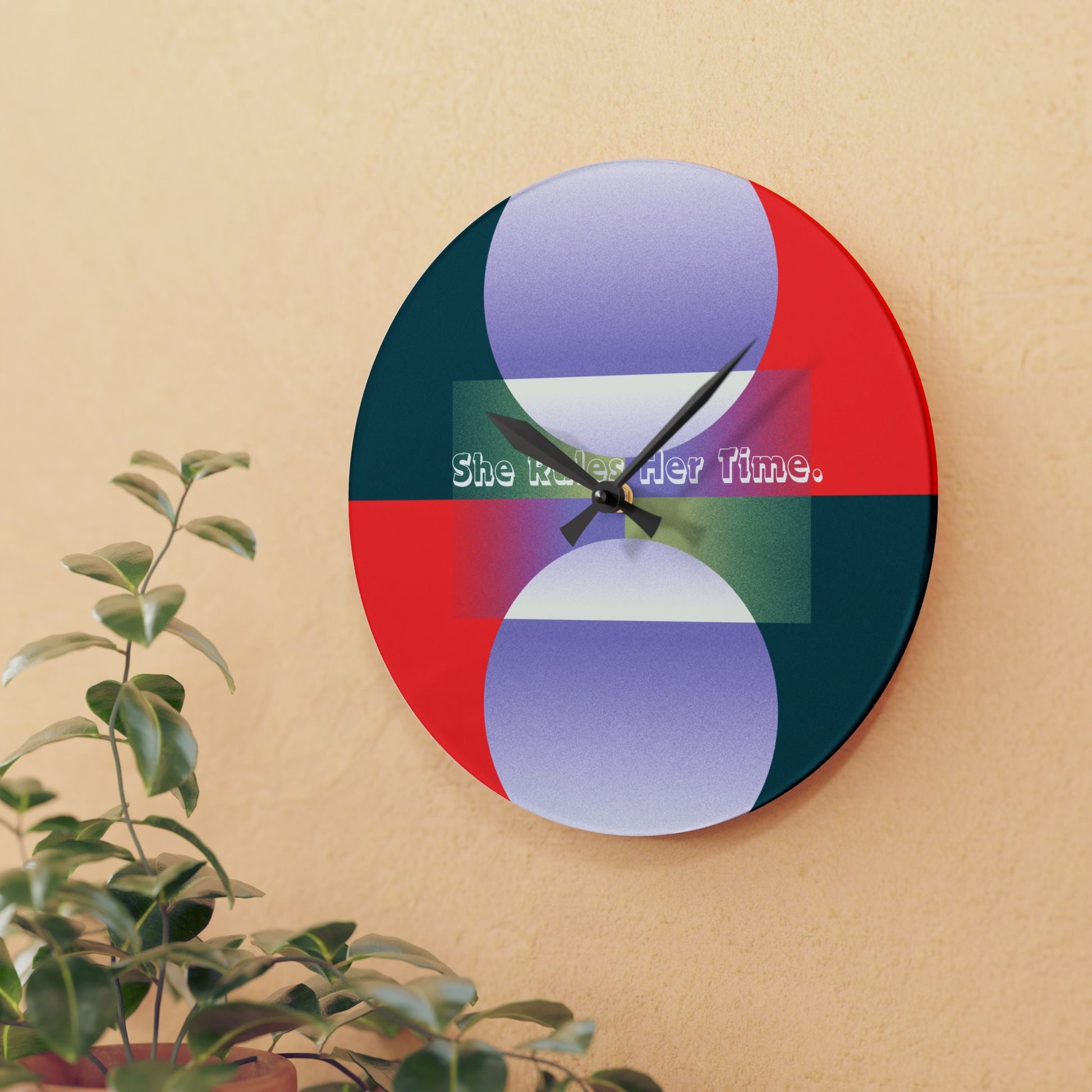 She Rules Her Time Acrylic Wall Clock Allthingsladyobee