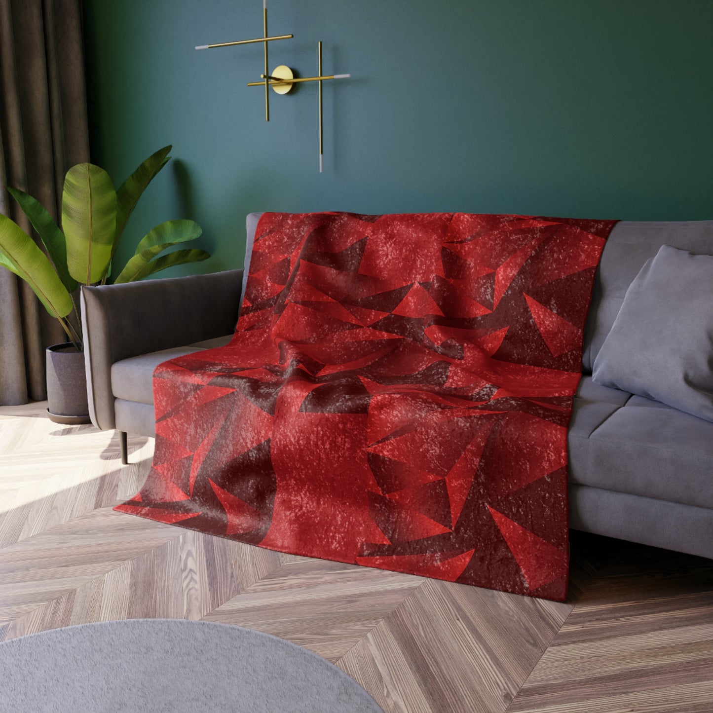 Copy of Crushed Velvet Blanket - Red Triangles