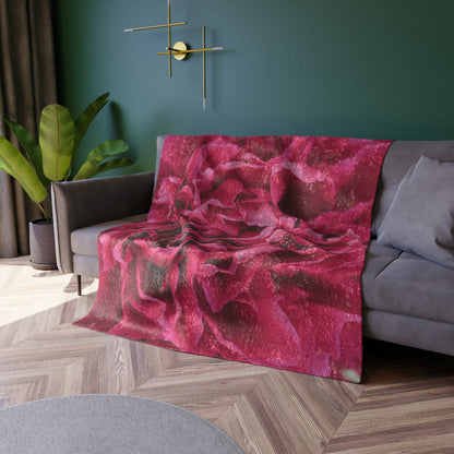 Luxurious Crushed Velvet Blanket - Pink Flowers Design