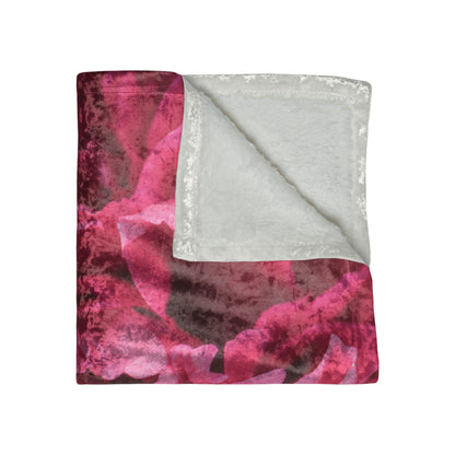 Luxurious Crushed Velvet Blanket - Pink Flowers Design