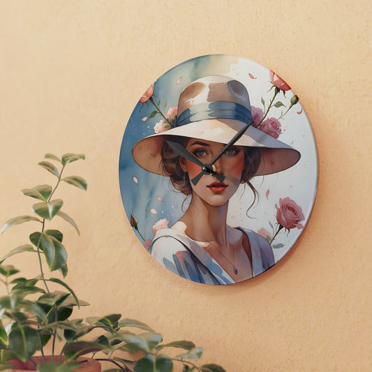 Whispers in Bloom Acrylic Wall Clock Allthingsladyobee