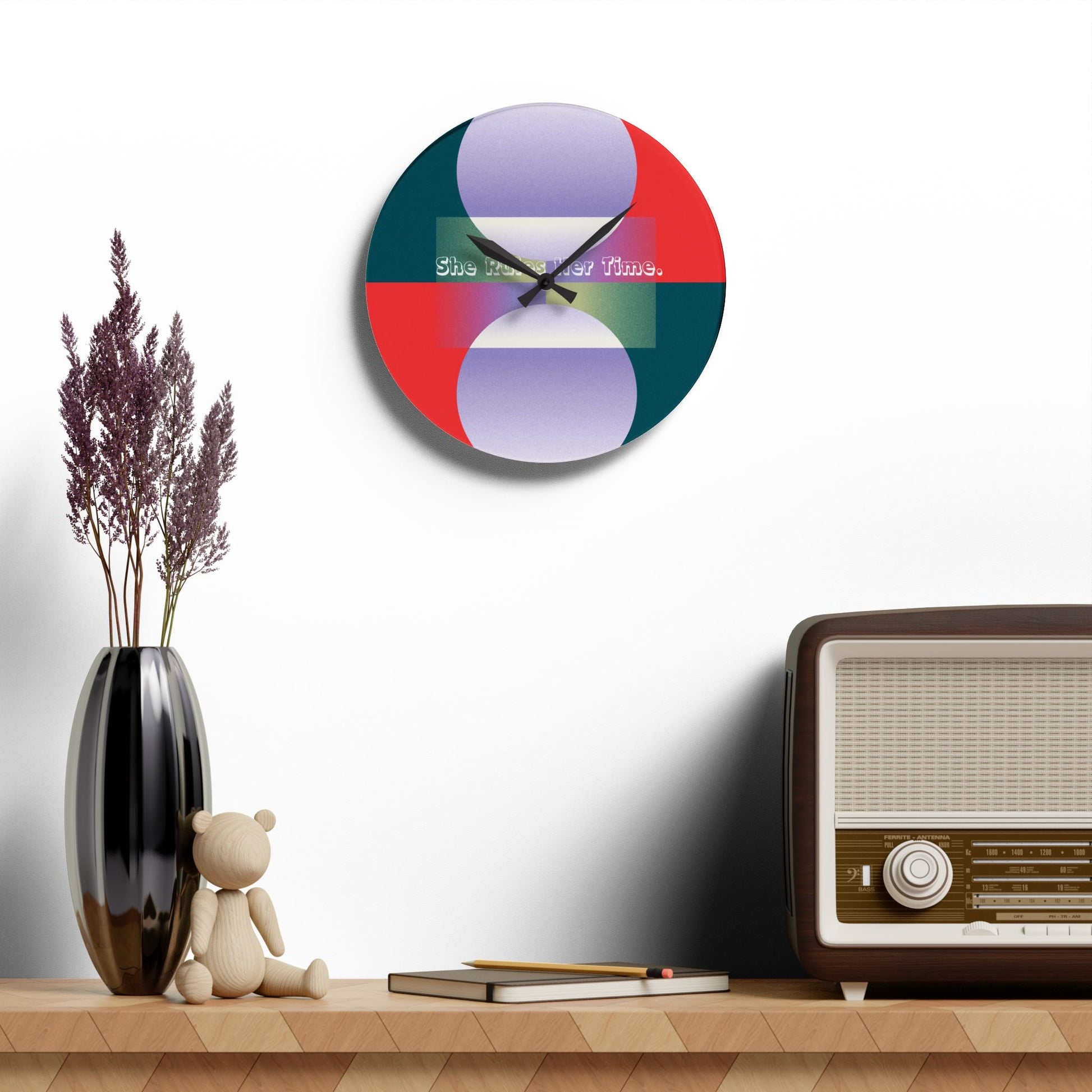 She Rules Her Time Acrylic Wall Clock Allthingsladyobee