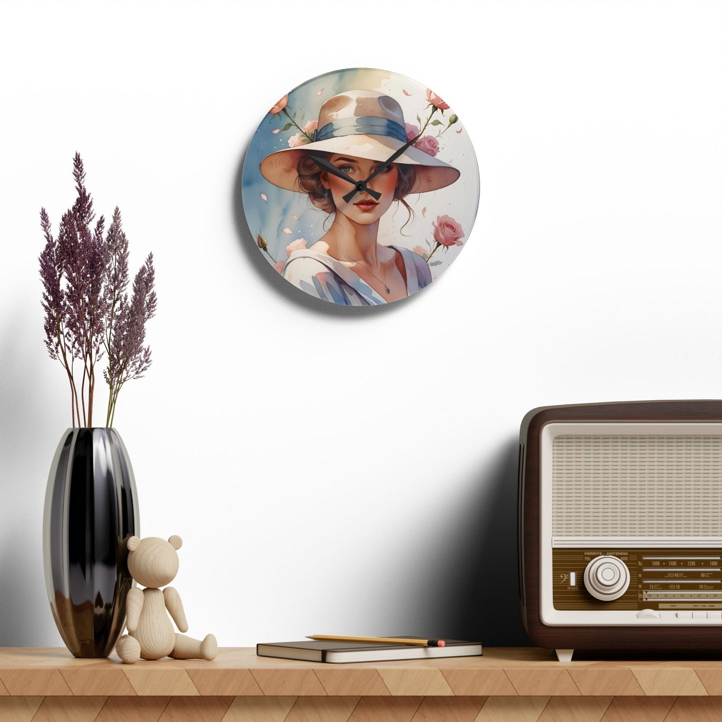 Whispers in Bloom Acrylic Wall Clock Allthingsladyobee