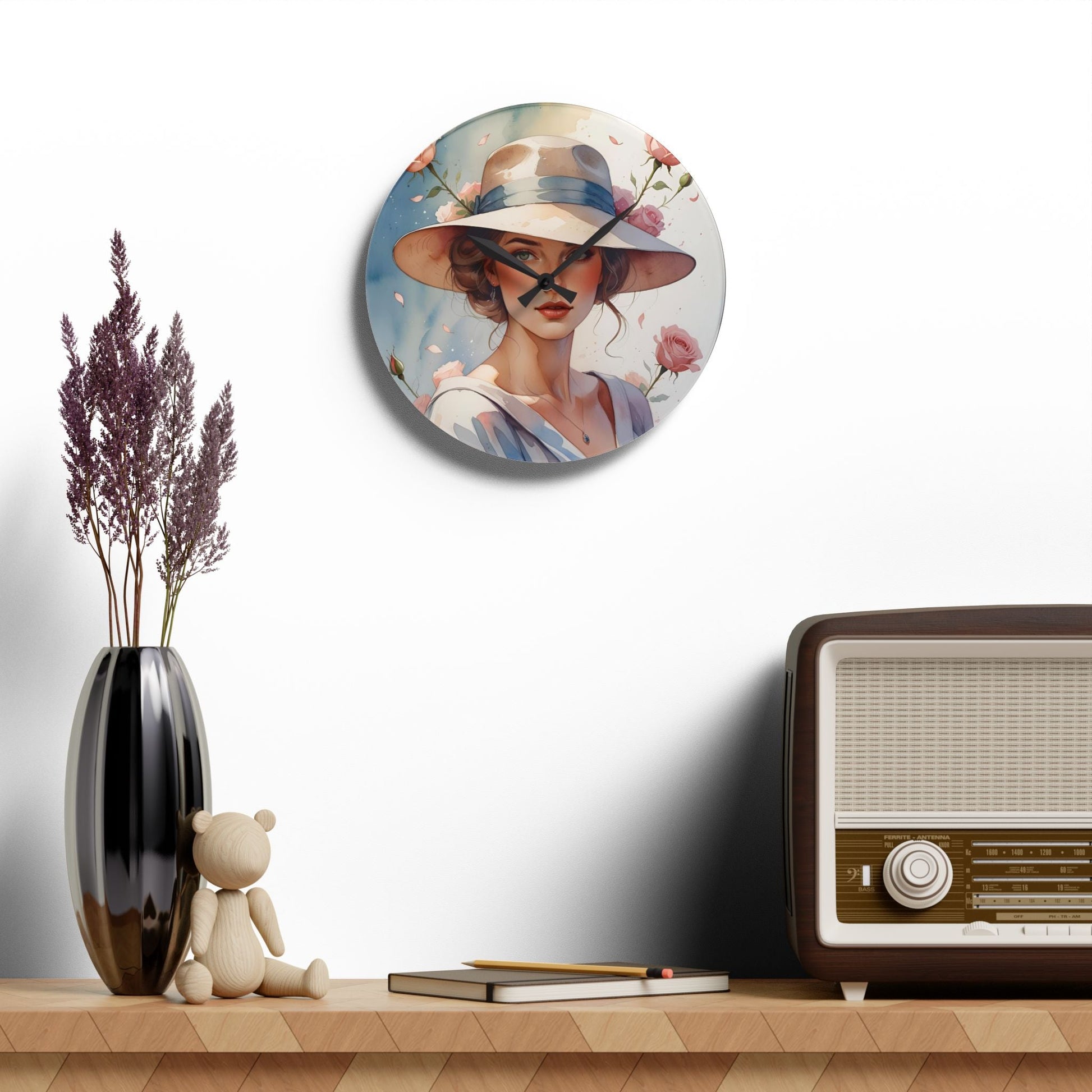 Whispers in Bloom Acrylic Wall Clock Allthingsladyobee
