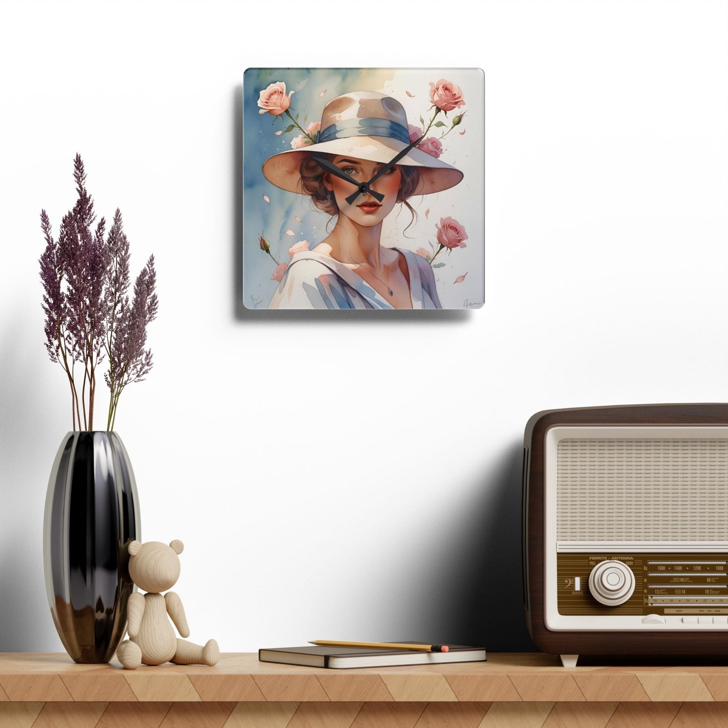 Whispers in Bloom Acrylic Wall Clock Allthingsladyobee