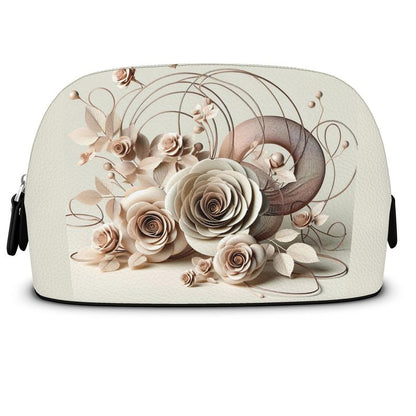 Cream Rose Premium Nappa Make Up Bag