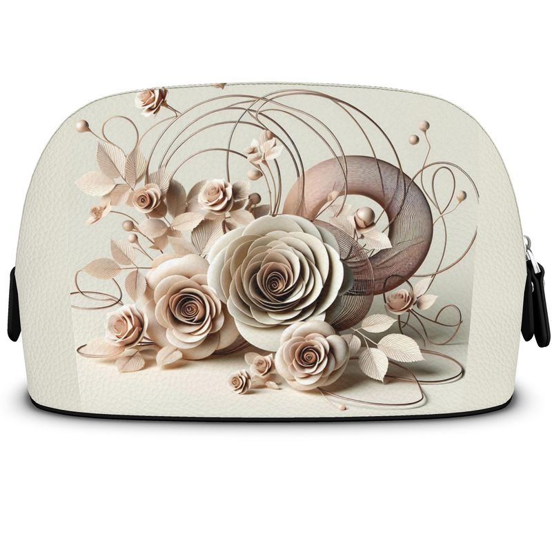 Cream Rose Premium Nappa Make Up Bag