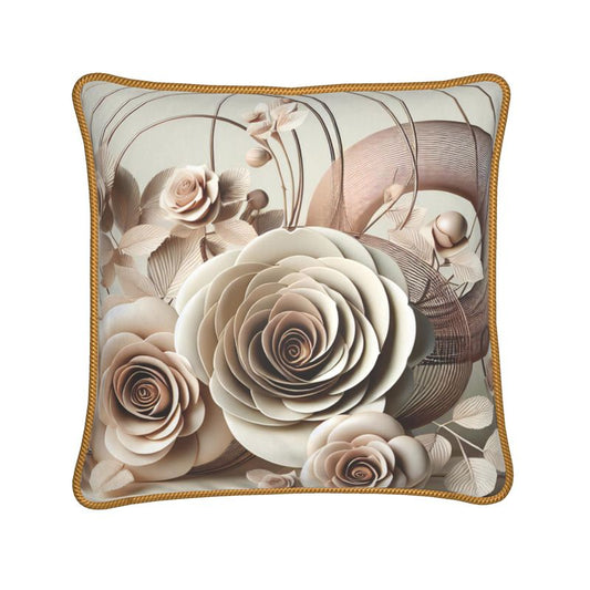Cream Rose Silk Cushions