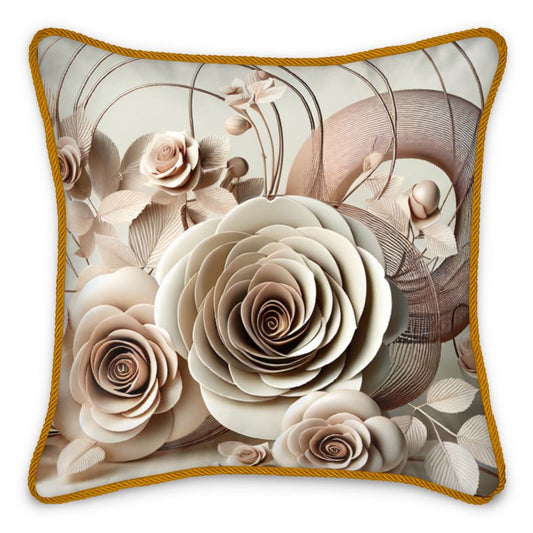Cream Rose Silk Cushions
