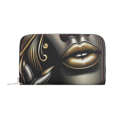 Gold Glam Essence Leather Zip Wallet