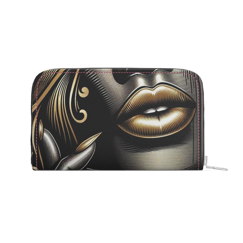 Gold Glam Essence Leather Zip Wallet