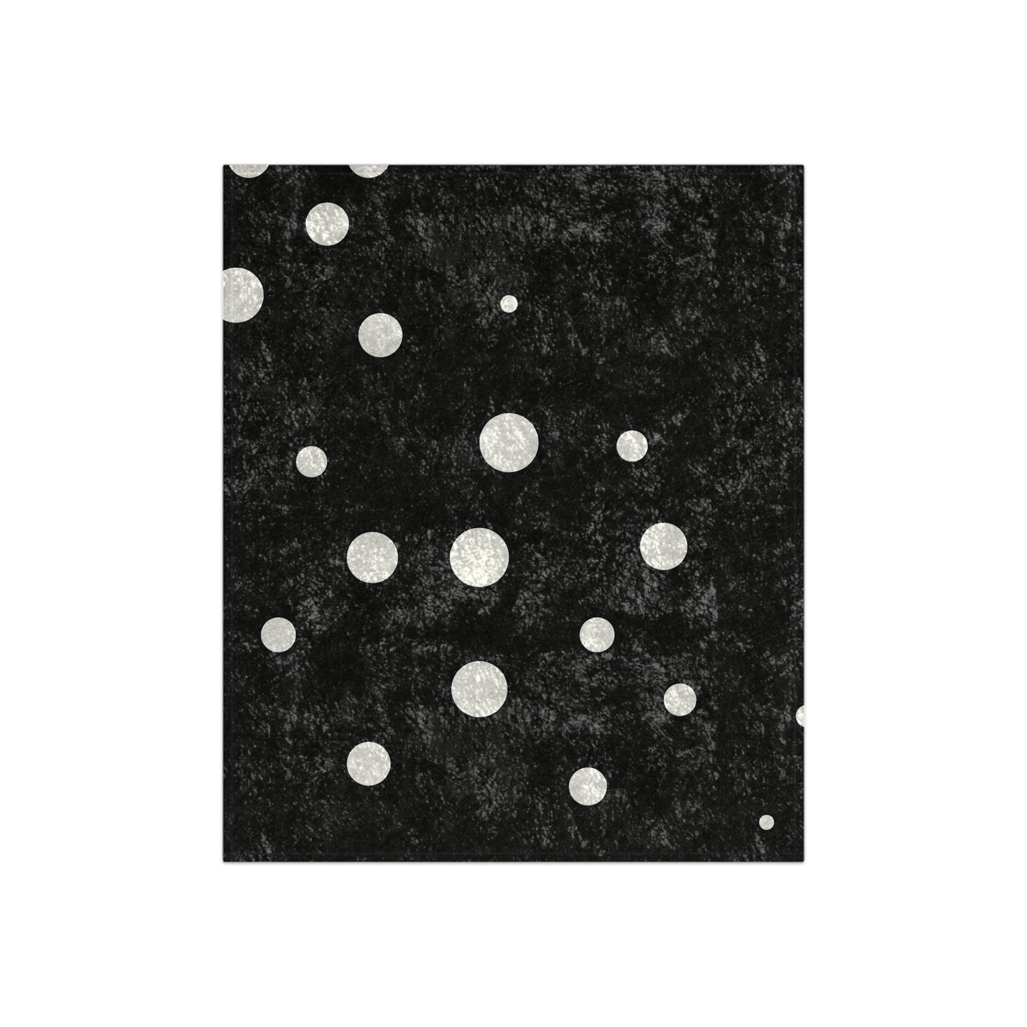 Crushed Velvet Blanket - White Polka Dot Design
