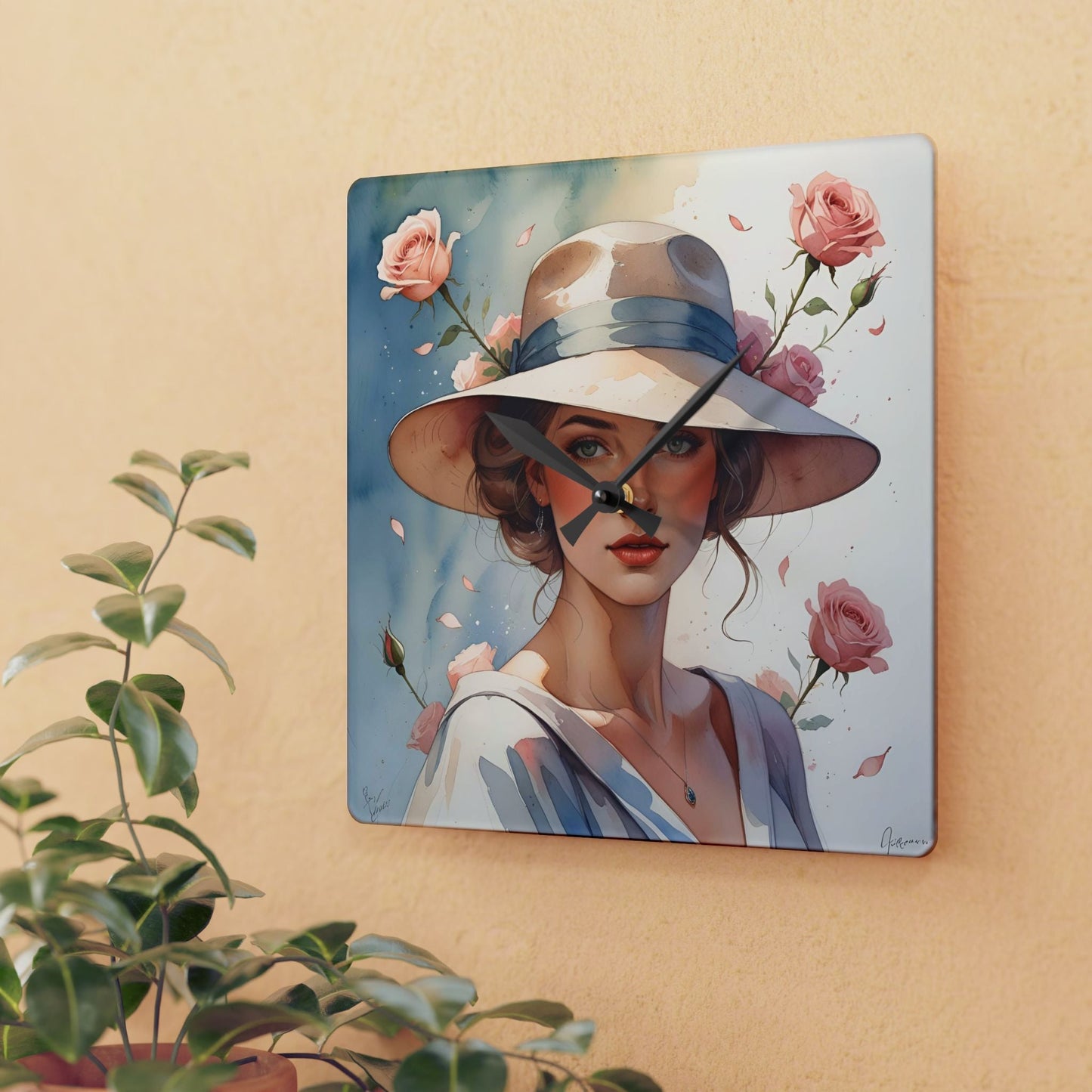 Whispers in Bloom Acrylic Wall Clock Allthingsladyobee