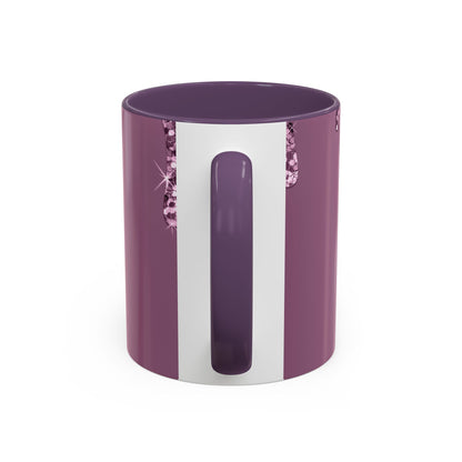 Pink Glam Accent Coffee Mug with Dripping Rhinestone Design