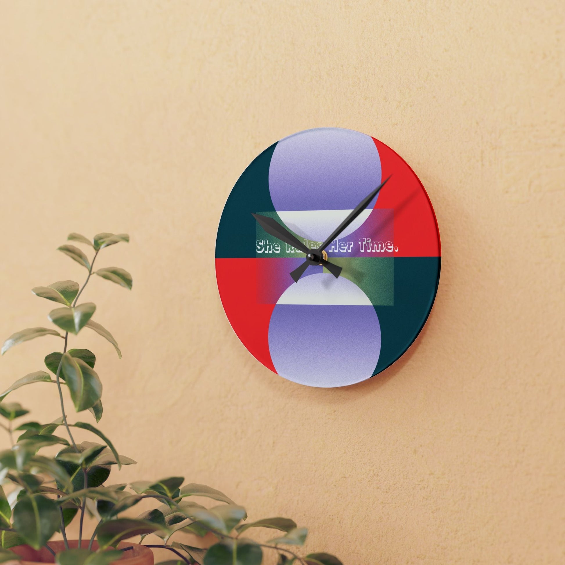 She Rules Her Time Acrylic Wall Clock Allthingsladyobee
