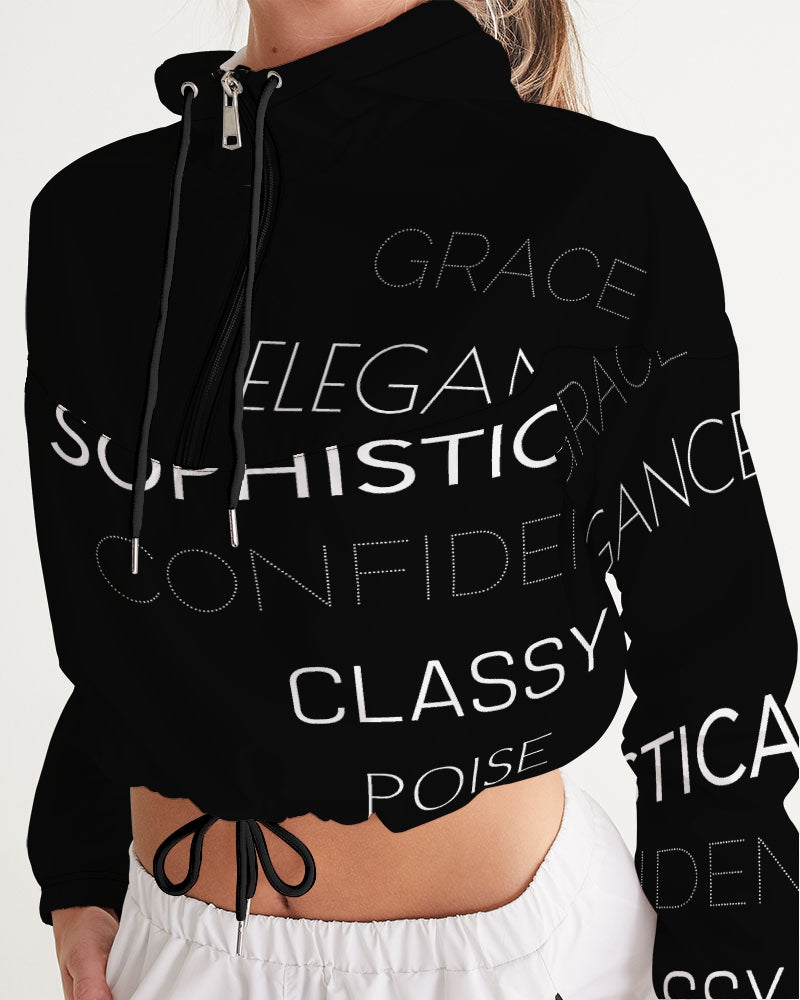 Essence of a Lady Cropped Windbreaker- Black