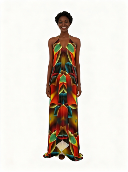 Opulent Spectrum Collection Halterneck Backless Dress