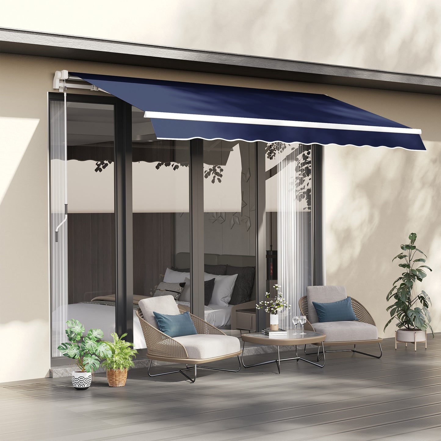 Outsunny 10' x 8' Retractable Awning, Patio Awnings, Sunshade Shelter